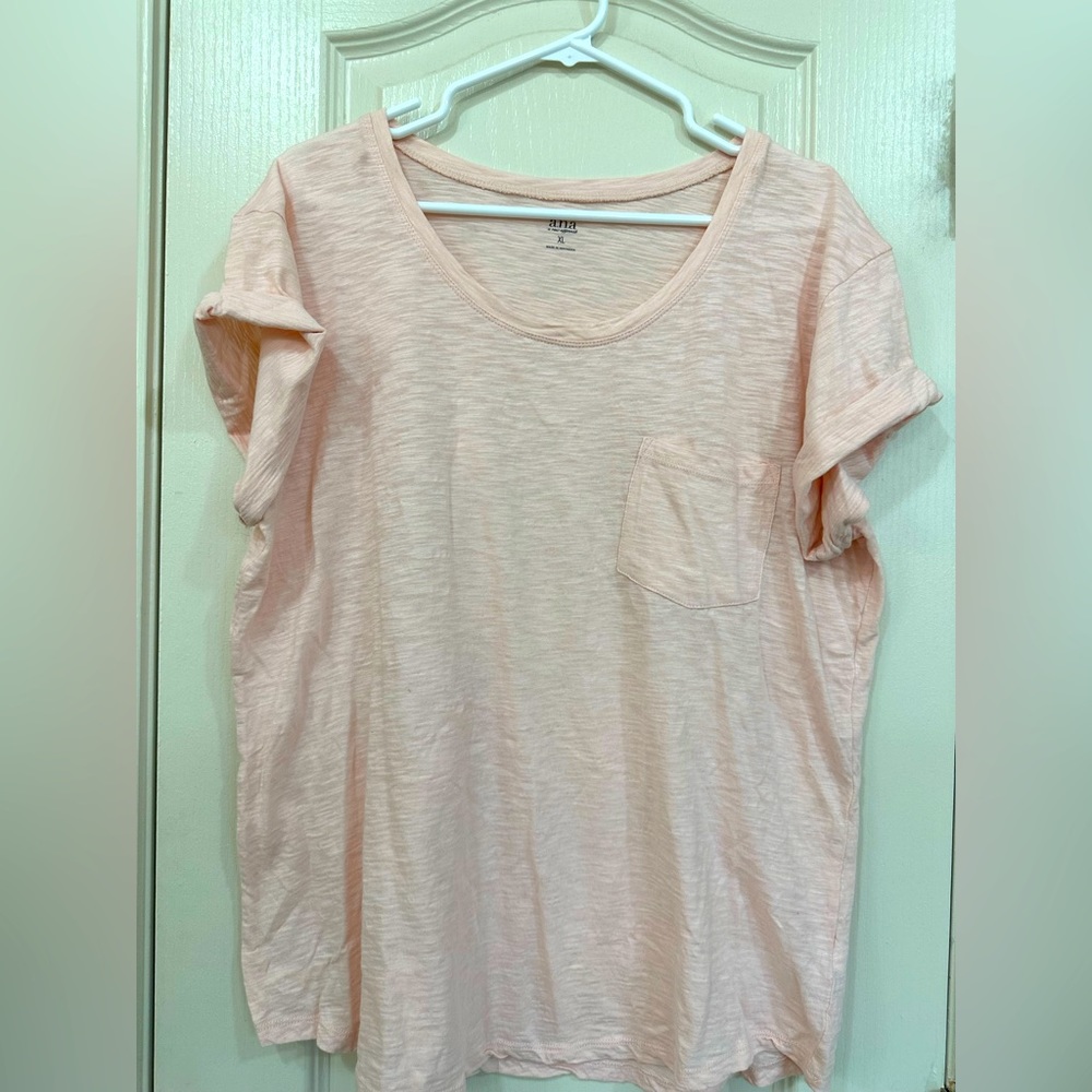 A.N.A Tops | Womens Scoop Neck Top W Rolled Sleeves | Color: Pink | Size: XL